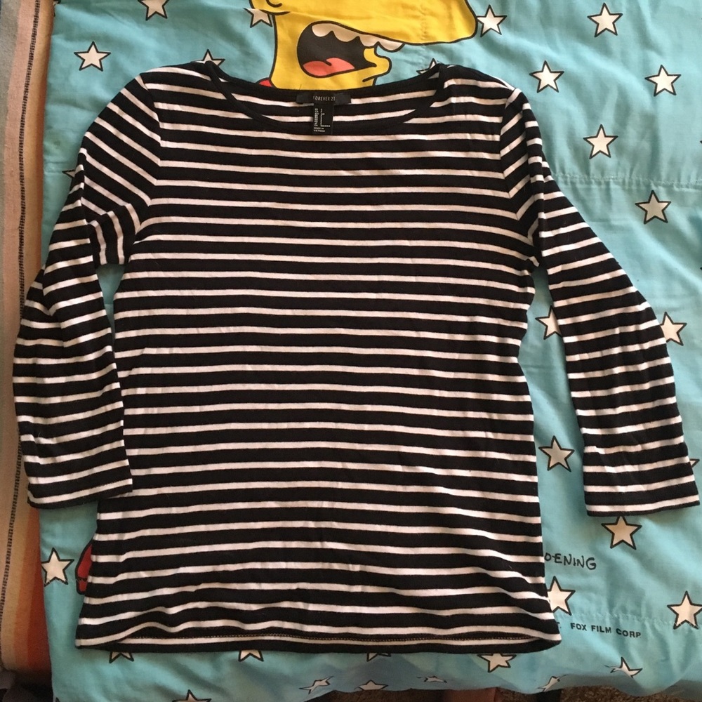 Forever 21 black and white striped top